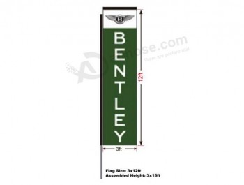 Bentley Automotive Swooper Boomer, bandera rectangular, kit con poste de 15 'y punta de tierra