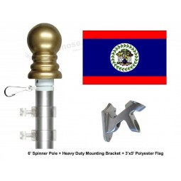 Belize Flag and Flagpole Set, Choose from Over 100 World and International 3'x5' Flags and Flagpoles, Includes Belize Flag, Pole and Bracket