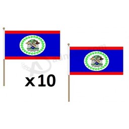 Belize Flag 12'' x 18'' Wood Stick - Belizean Flags 30 x 45 cm - Banner 12x18 in with Pole