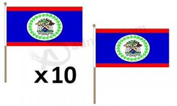 belize flag 12'' x 18'' wood stick - belizean flags 30 x 45 cm - banner 12x18 in with pole