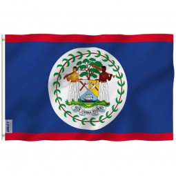 breeze 3x5 foot belize flag - vivid color and UV fade resistant - canvas header and double stitched - belizean national flags polyester