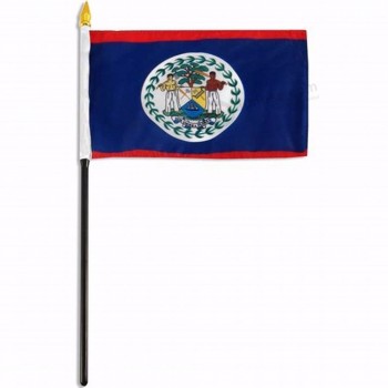 hign quality belize hand drawn waving stick flag