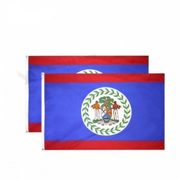 ダブルヘミング生地100％ポリエステル私たちの国のベリーズ旗