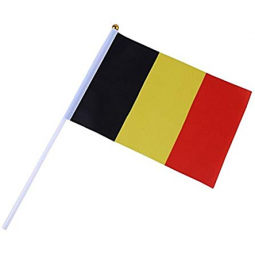 Top quality belgium hand shake flag with plastic pole