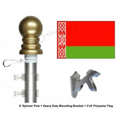ベラルーシの旗と旗竿セット、100以上の世界と国際的な3'x5 '旗と旗竿から選択、ベラルーシの旗、ポール、ブラックを含む