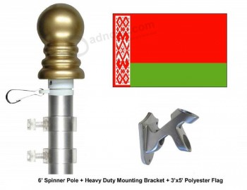 Belarus Flag and Flagpole Set, Choose from Over 100 World and International 3'x5' Flags and Flagpoles, Includes Belarus Flag, Pole and Brack