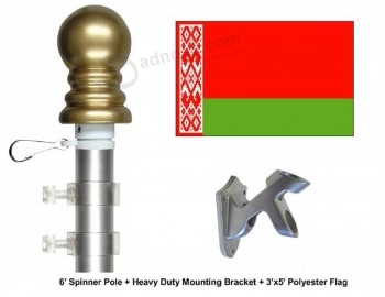 Wit-Russische vlag en vlaggenmast Set, kies uit meer dan 100 wereld- en internationale 3'x5 'vlaggen en vlaggenmasten, inclusief Wit-Russische vlag, paal en beugel