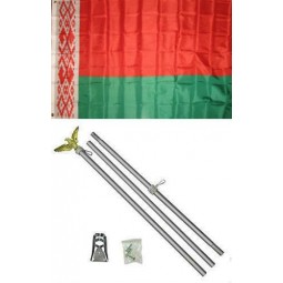 3 ft x 5 ft Wit-Rusland vlag aluminium met paal Kit Set voor thuis en optochten, officieel feest, alle weersomstandigheden binnenshuis buitenshuis
