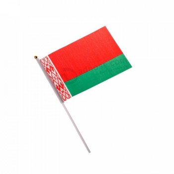 Digital printing polyester Belarus hand waving flag with stick