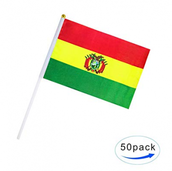 Bandera bolivia de mano deportes animando con poste de plástico
