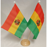 benutzerdefinierte Bolivien Tischfahne / Bolivien Schreibtisch Flagge mit Holzsockel