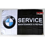 BMW service flag banner 3x5 ft mantenimiento y reparación Garaje de coche negro horizontal