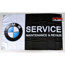 BMW service flag banner 3x5 ft maitenance & repair Car garage black horizontal