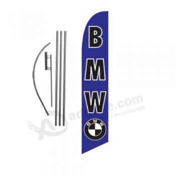 Custom BMW 15ft Feather Banner Swooper Flag Kit - INCLUDES 15FT POLE KIT w/ GROUND SPIKE