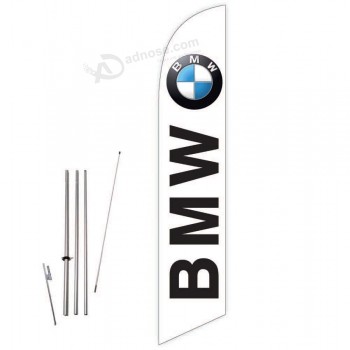 BMW向けコブプロモーションフェザーフラグ（ホワイト）-完全な15フィートポールキットとグラウンドスパイクを備えた究極のドライビングマシン自動ディアーシップ