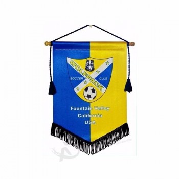 sublimación bandera del equipo de fútbol tela de satén banderín de fútbol personalizado