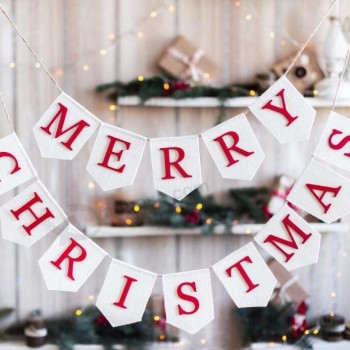 feliz navidad banner, guirnalda de navidad, bunting banner de arpillera decoración rústica de navidad feliz navidad bunting