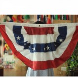 Nuoxin American Embroidery Stars Pleated Fan Flag Bunting For Independence Day Celebration