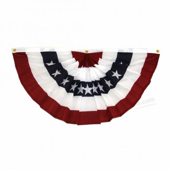 cheap USA american patriotic pleated independence Day bunting 3'x6' nylon Fan