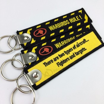 personalized design ribbon keychains, embroidery fabric keychain