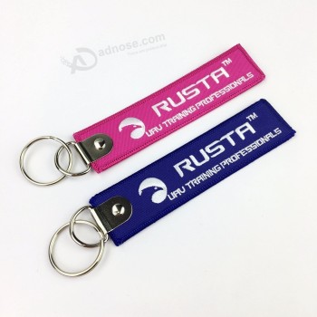 制造商定制品牌私人斜纹布刺绣钥匙扣