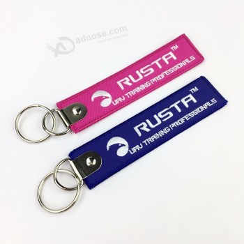 manufacturer custom brand private twill fabric embroidery Key chain