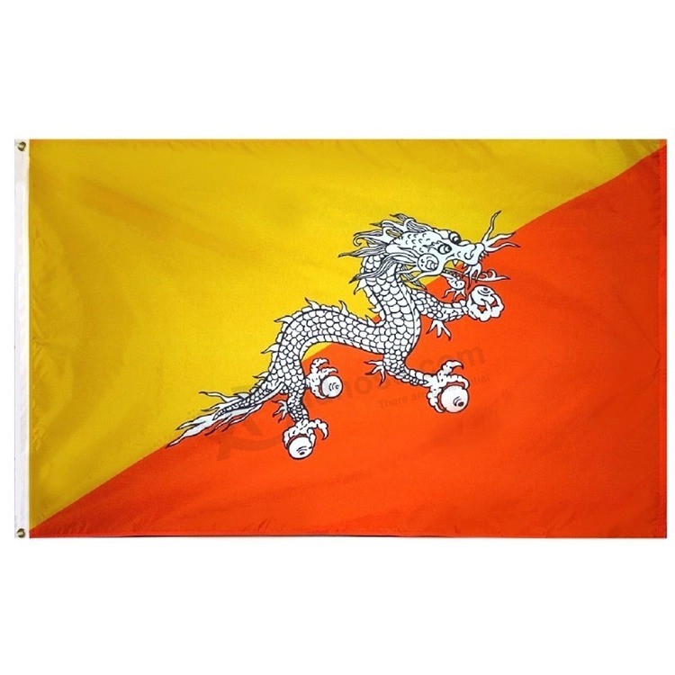 Promotie goedkope 3 * 5FT polyester print opknoping Bhutan nationale vlag land vlag