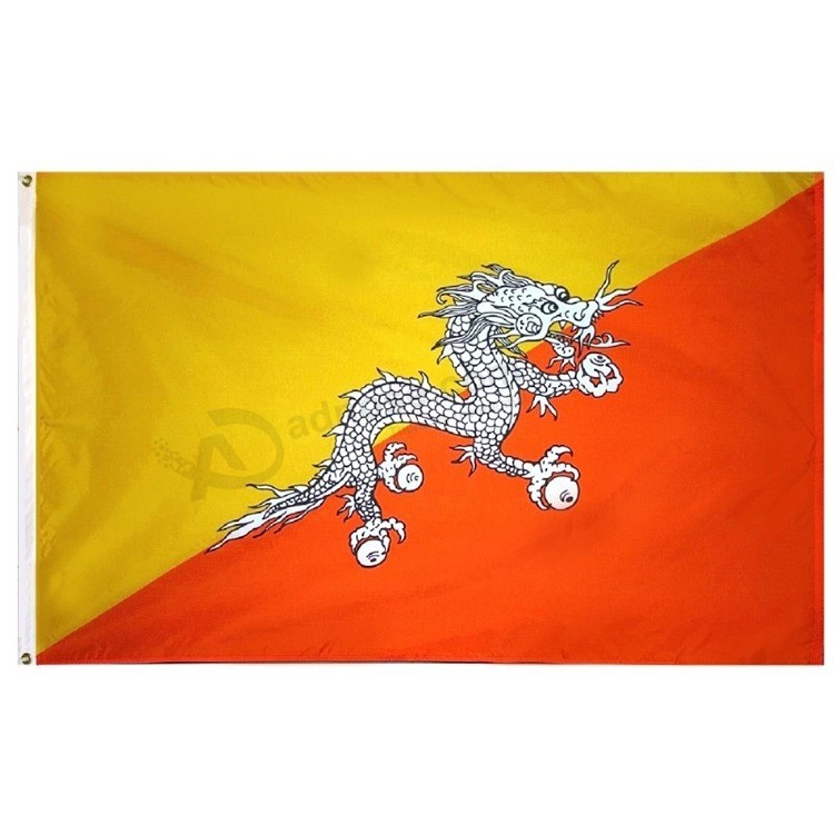 Promotion cheap 3*5FT polyester Print hanging Bhutan national Flag country Flag