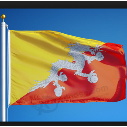 Bhutan Flagge Nationalflaggen hängen im Freien Bhutan Flagge Banner