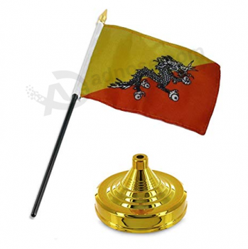 Bhutan Table Flag With Stainless Steel Base