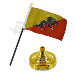 bandiera da tavolo bhutan con base in acciaio inossidabile