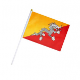 Polyester Fabric Flying Bhutan Hand Flags with Flagpole