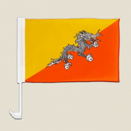 High quality knitted polyester Bhutan flag for car window