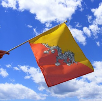 Bhutan Fan Hand Flag Bhutan Country agitando le bandiere a mano