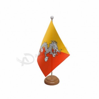 Hot sell mini bhutan office decoration desk flag with metal pole and base