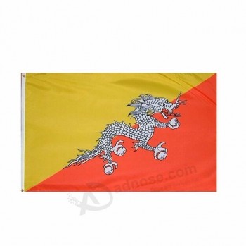 benutzerdefinierte 3 * 5ft 100% Polyester Bhutan Nationalflagge