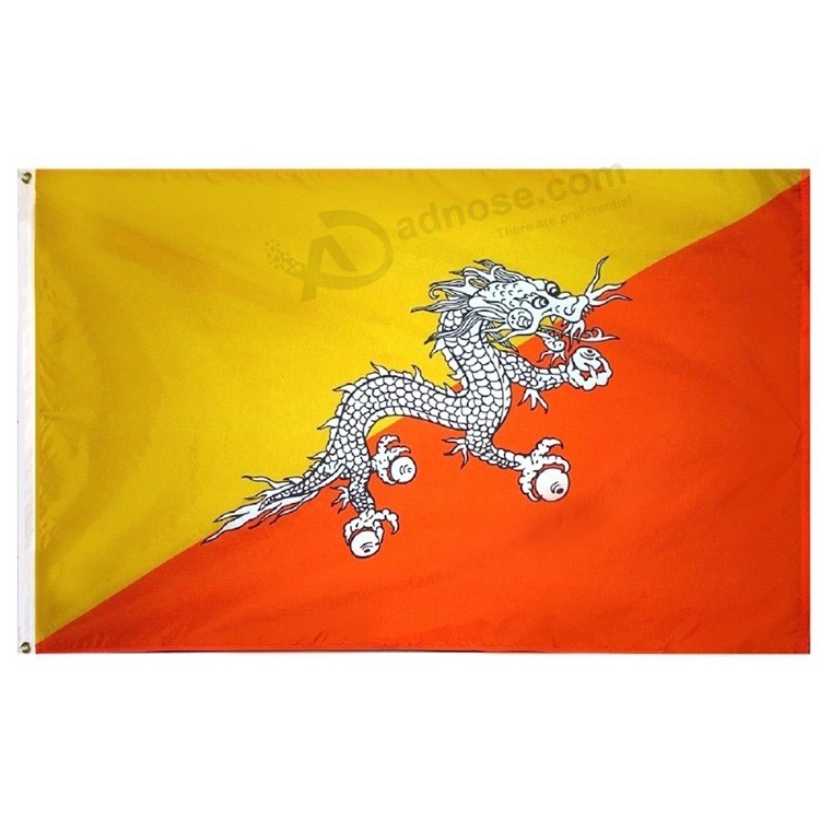 승진 싼 부탄 국기 국기를 거는 3 * 5FT 폴리 에스테 인쇄