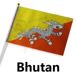 promoción barato poste de plástico bandera de onda de mano de Bután
