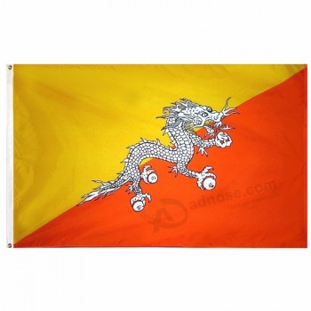 3 * 5FT impresión de poliéster colgando bandera nacional de Bután