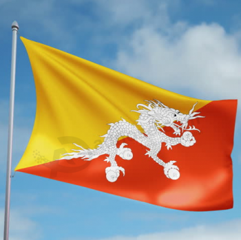 Silk screen printing 3x5ft polyester Bhutan national flag