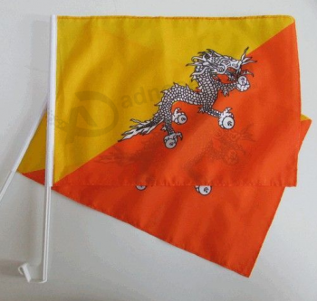 Factory Custom Bhutan Car Flag With Plastic Pole