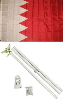 Bahrain Flag White Pole Kit Set PREMIUM Vivid Color and UV Fade BEST Garden Outdor Decor Resistant Canvas Header and polyester material FLAG