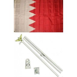 Conjunto de kit de poste blanco de bandera de Bahrein Color vívido de primera calidad y desvanecimiento UV El mejor encabezado de lienzo resistente a la decoración de outdor de jar