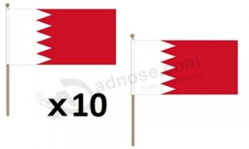 bandera de bahrein 12 '' x 18 '' palo de madera - banderas de bahrein 30 x 45 cm - pancarta de 12x18 in con asta