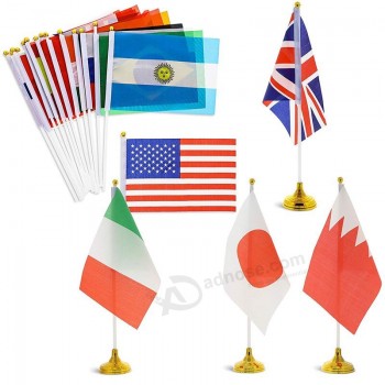 Juvale 24-Piece International World Country Desk Flags with Stands, 8.3 x 5.5 Inches