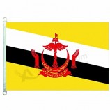 ブルネイ旗バナー2x3ft 3x5ftポリエステル100％、110gsmワープニット生地（3ftx5ft）