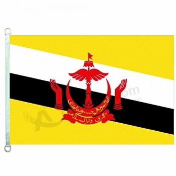 Brunei Flag Banner 2X3FT 3X5FT 100% Polyester, 110gsm Warp Knitted Fabric (3ftx5ft)