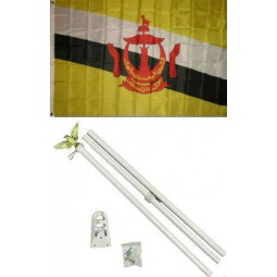 3x5 brunei flag white pole Kit Set 3x5 best garden outdor decor material de poliéster bandeira premium cores vivas e resistente ao desbotamento UV