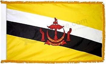 флаг Брунея с золотой бахромой для церемоний, парадов и внутреннего показа