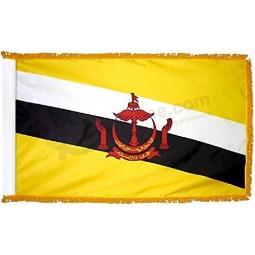 Brunei Flag with Gold Fringe for Ceremonies, Parades, and Indoor Display